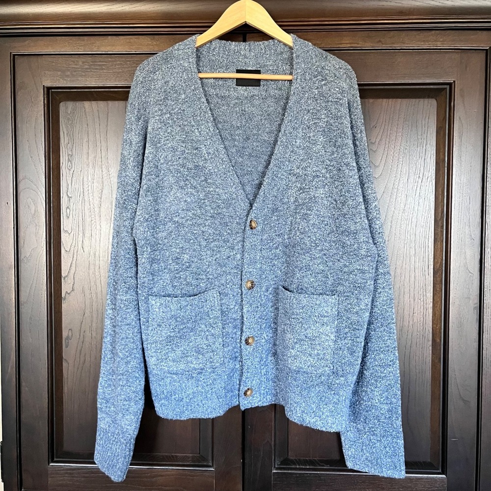 PACSUN Oversized Boyfriend Cardigan Sweater Womens‎ M Heather Blue Comfy Cozy